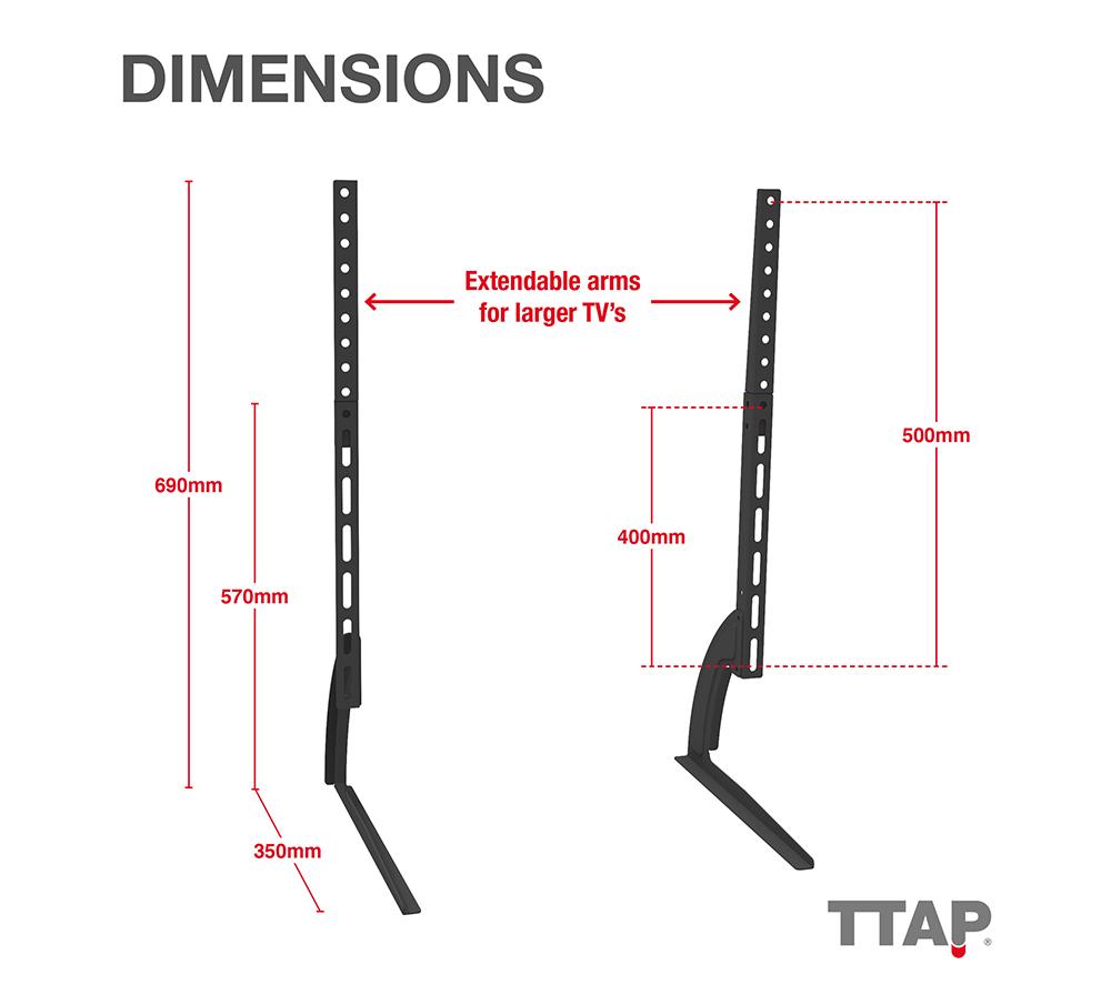 TTAP TTDUNIV-1 350 TV Stand with Bracket for up to 70" TVs - Black image number 3 of 7