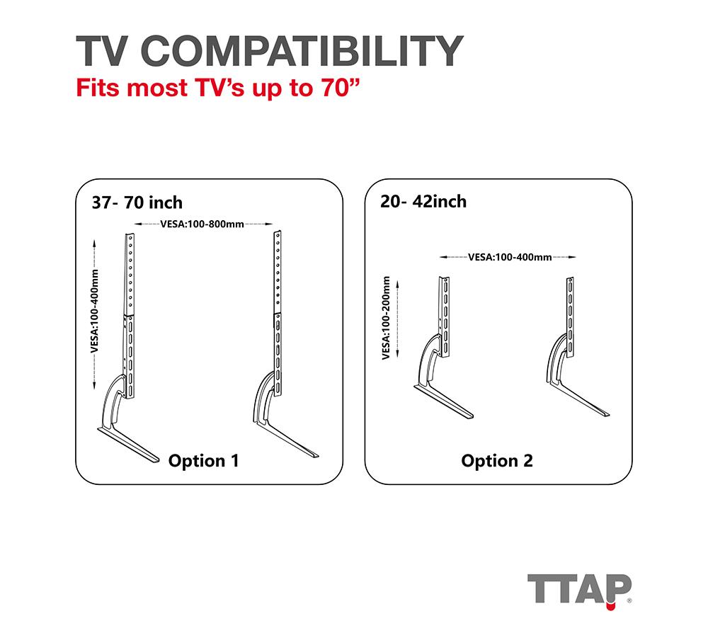 TTAP TTDUNIV-1 350 TV Stand with Bracket for up to 70" TVs - Black image number 6 of 7