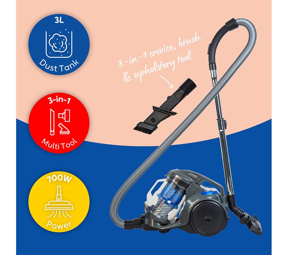 RUSSELL HOBBS Titan RHCV4101 Cylinder Bagless Vacuum Cleaner - Grey & Blue image number 2 of 10