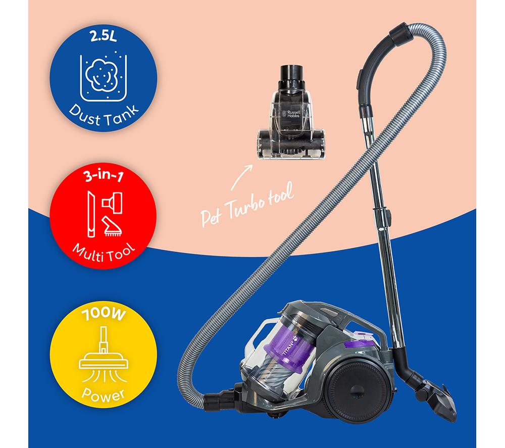 RUSSELL HOBBS Titan RHCV4601 Cylinder Bagless Vacuum Cleaner - Grey & Purple image number 11 of 11