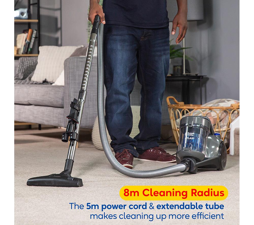 RUSSELL HOBBS Atlas RHCV3101 Cylinder Bagless Vacuum Cleaner - Grey & Blue image number 9 of 10