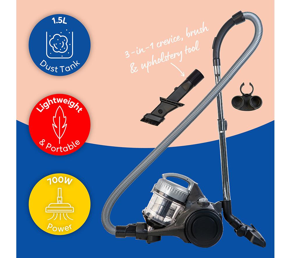 RUSSELL HOBBS Compact Cyclonic RHCV1611 Cylinder Bagless Vacuum Cleaner - Grey & Silver image number 12 of 15