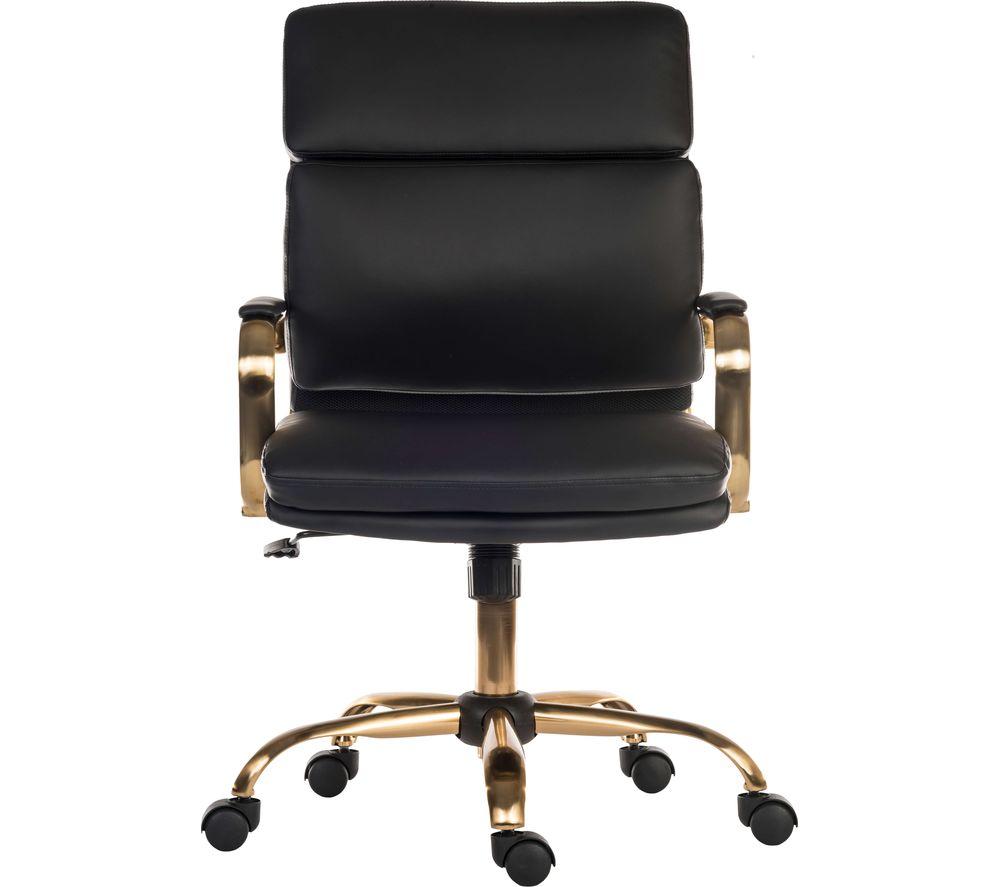 Teknik Vintage Faux-Leather Tilting Executive Chair - Black & Brass
