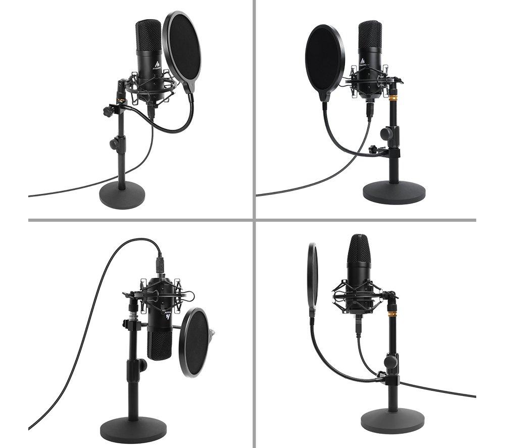 MAONO USB Podcasting Microphone Kit, 16mm mikrofon, arm med fäste, filter,  svart - Elgiganten
