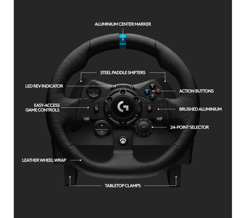 LOGITECH G923 Racing Wheel & Pedals - Xbox & PC, Black image number 8 of 10