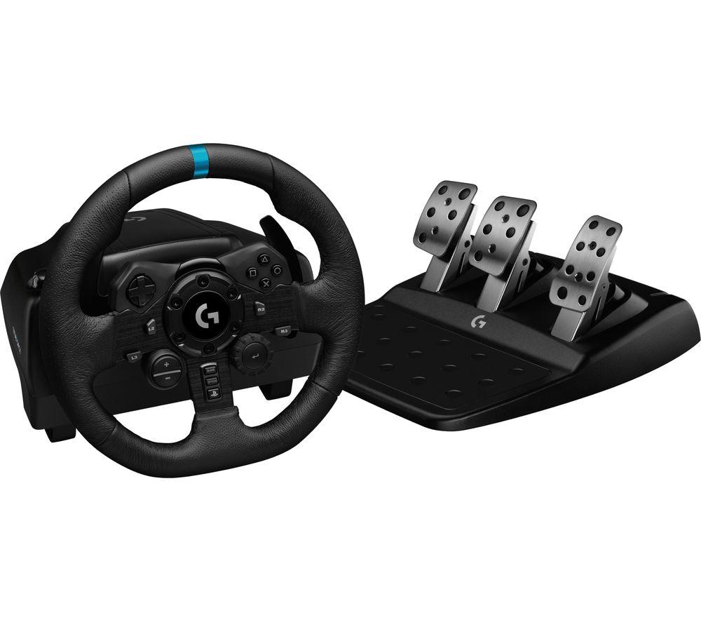 Logitech G923 Racing Wheel and Pedals, Black & 15 LIGHTSPEED Wireless Mechanical Gaming Keyboard with low profile GL-Tactile key switches, LIGHTSYNC RGB, Ultra thin design, Black