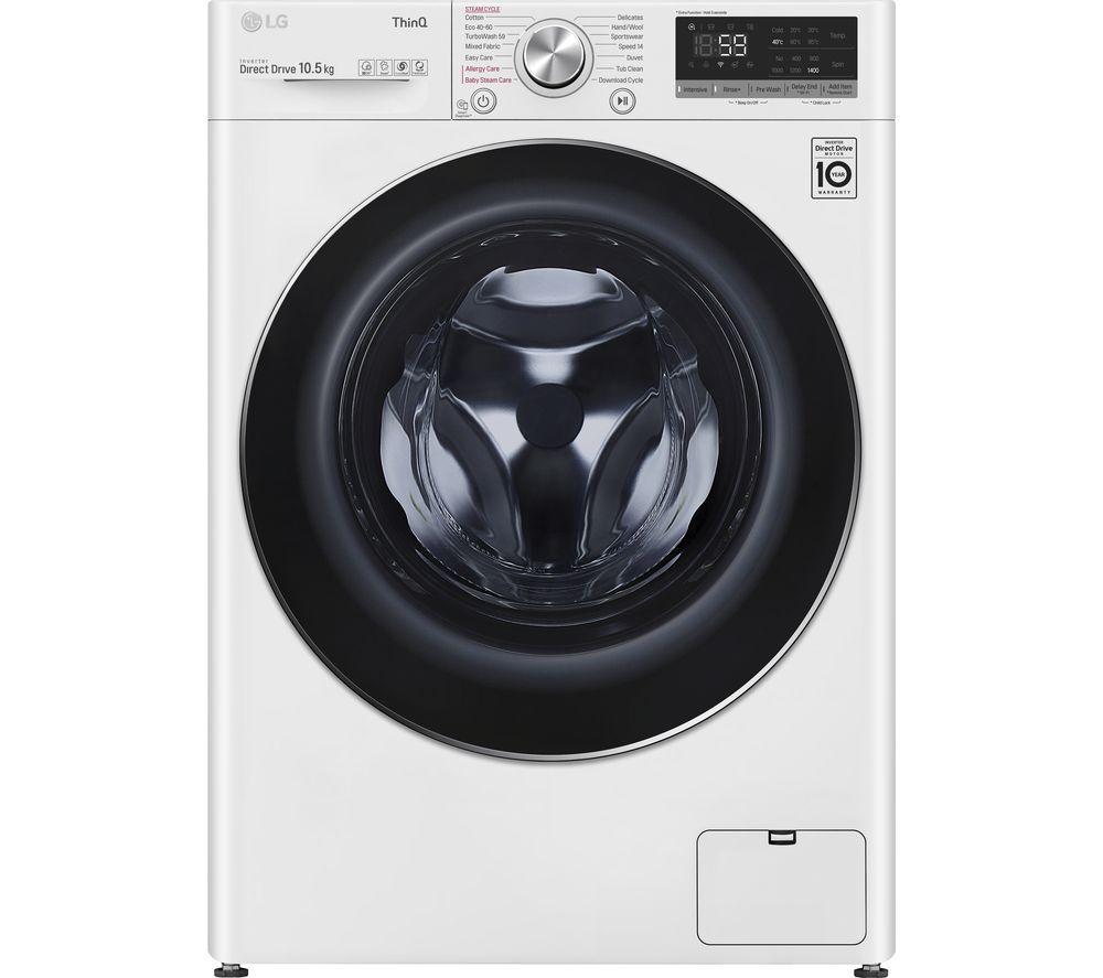 LG TurboWash with AI DD V7 F4V710WTSE WiFi-enabled 9 kg 1400 Spin Washing Machine - White, White