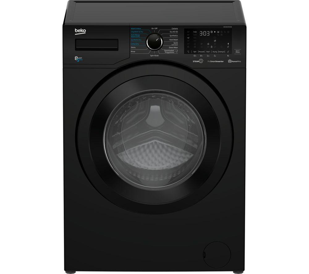 BEKO WDEX8540430B Bluetooth 8 kg Washer Dryer - Black, Black