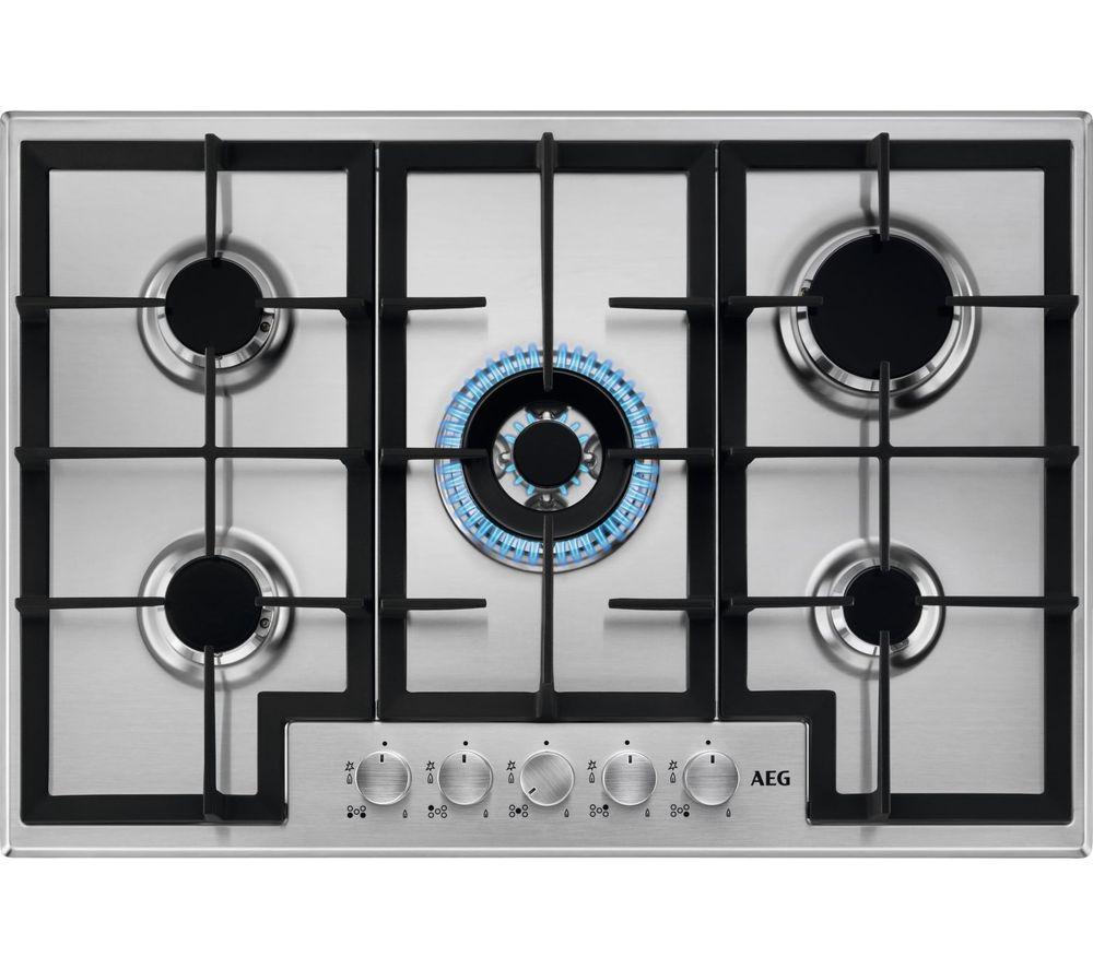 AEG HGB75400SM 75 cm Gas Hob – Stainless Steel, Stainless Steel