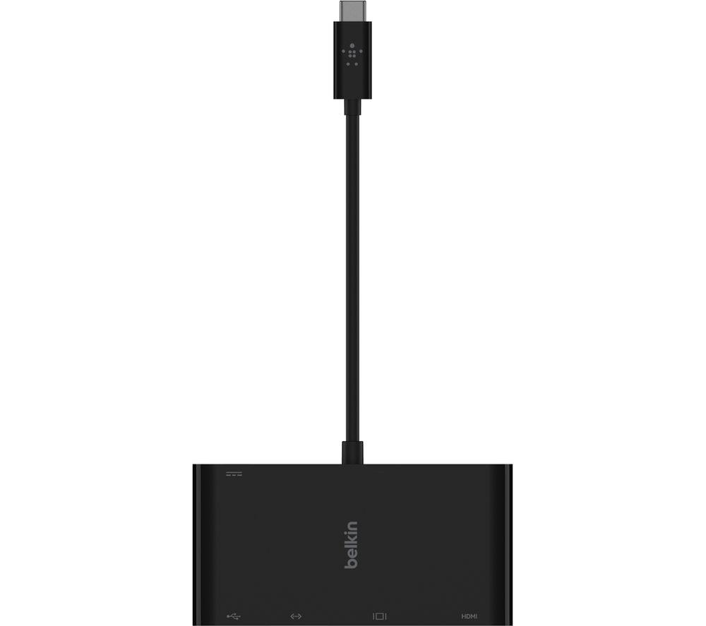 Belkin USB-C Multimedia Adapter (USB-C Hub w/ VGA, 4K HDMI, USB 3.0, Ethernet Ports) 100W Passthrough Power for MacBook Pro, iPad Pro, Surface Pro, Chromebook more