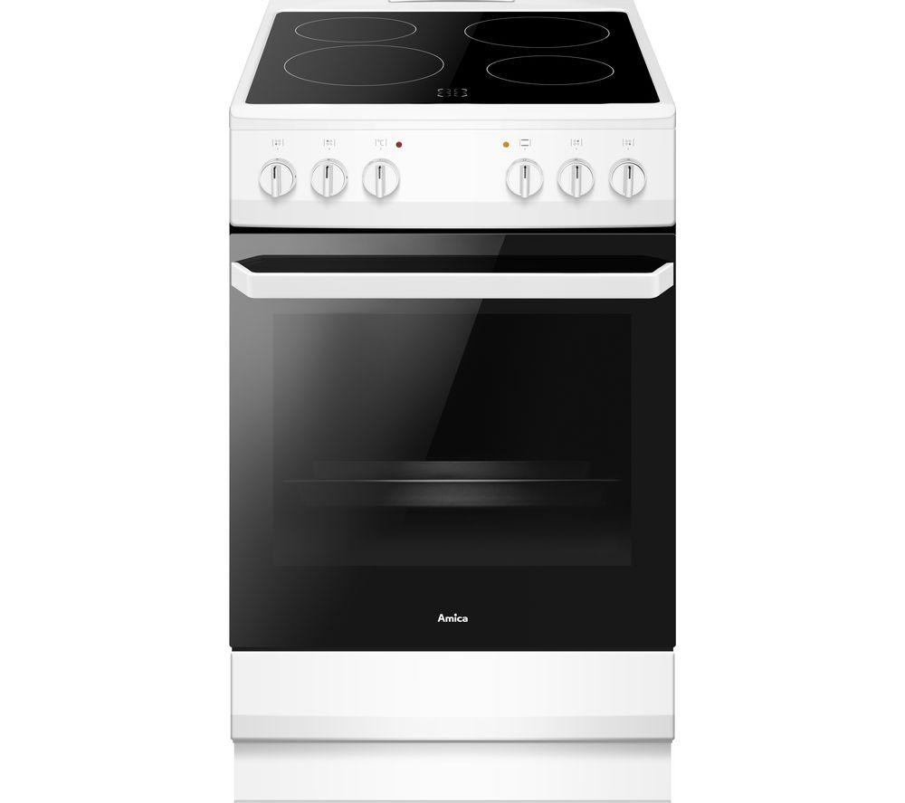 AMICA AFC1530WH 50 cm Electric Ceramic Cooker - Stainless Steel, White,Silver/Grey