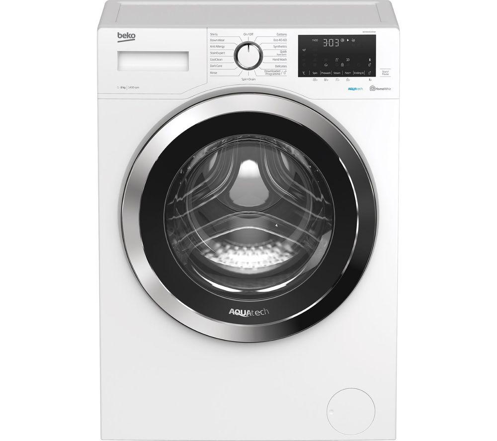 BEKO AquaTech WEX84064E0W Bluetooth 8 kg 1400 Spin Washing Machine -Ã» White