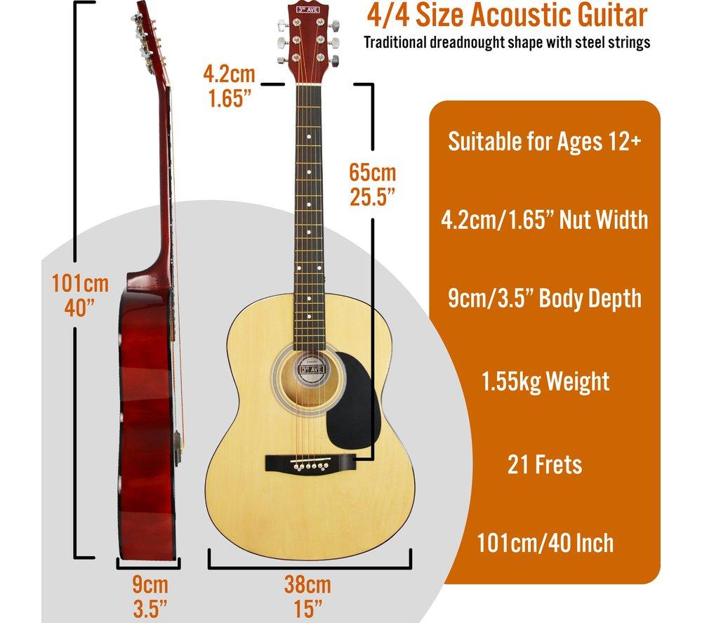 3RD AVENUE Full Size 4/4 Acoustic Guitar Bundle - Natural image number 2 of 6