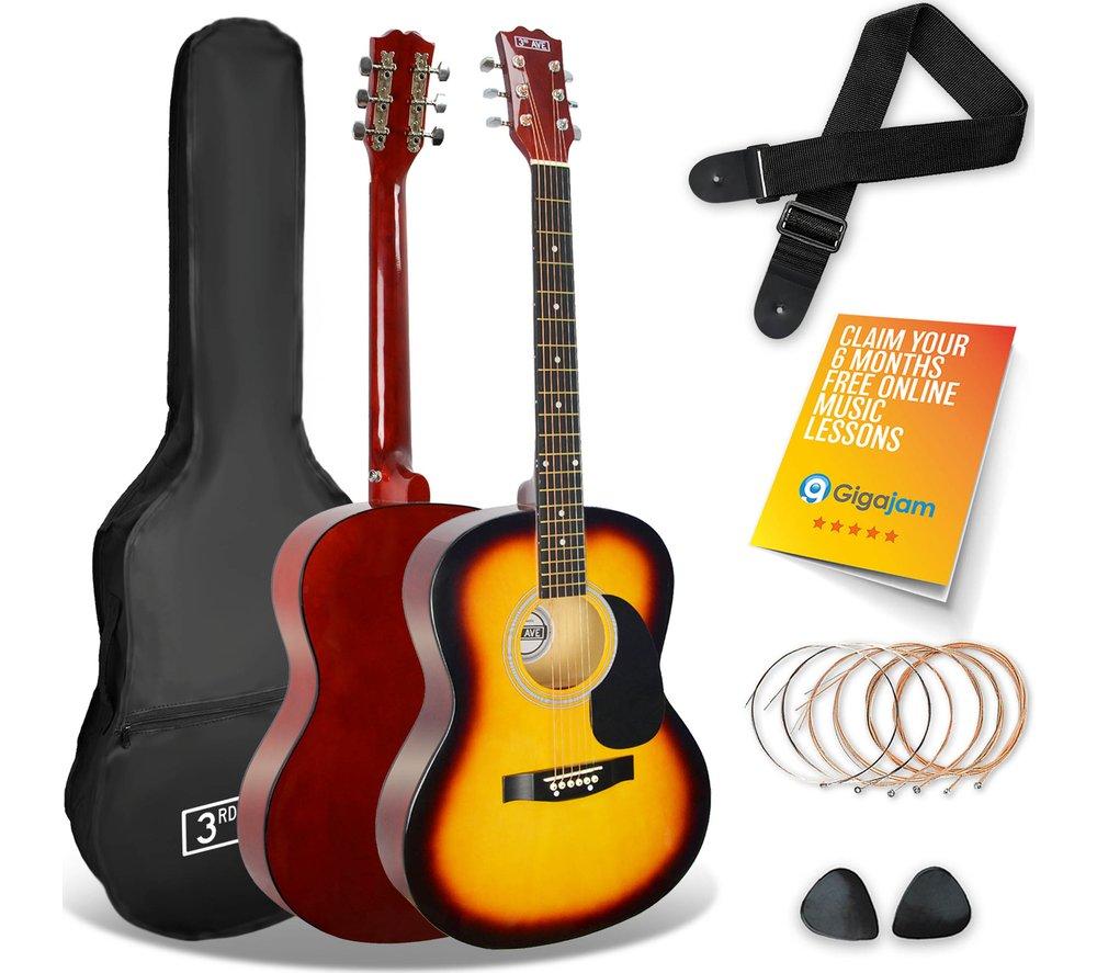 3RD AVENUE Full Size 4/4 Acoustic Guitar Bundle - Sunburst, Brown,Yellow,Red
