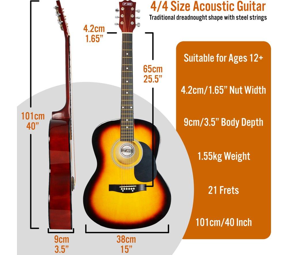 3RD AVENUE Full Size 4/4 Acoustic Guitar Bundle - Sunburst image number 2 of 6