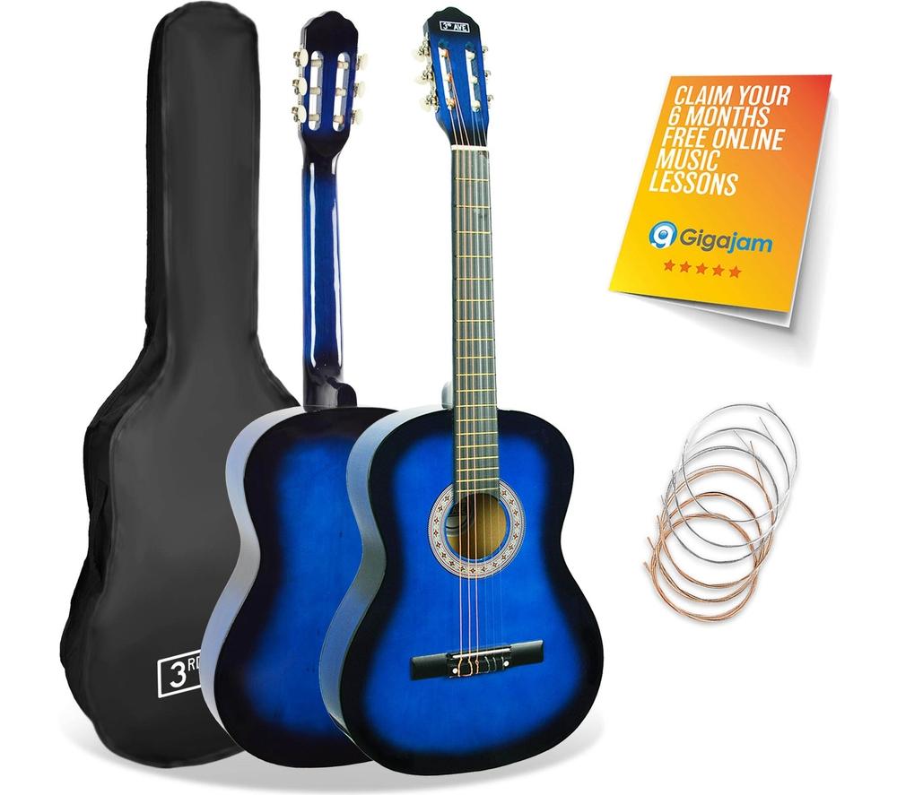 3RD AVENUE 3/4 Size Classical Guitar Bundle - Blue, Blue,Black