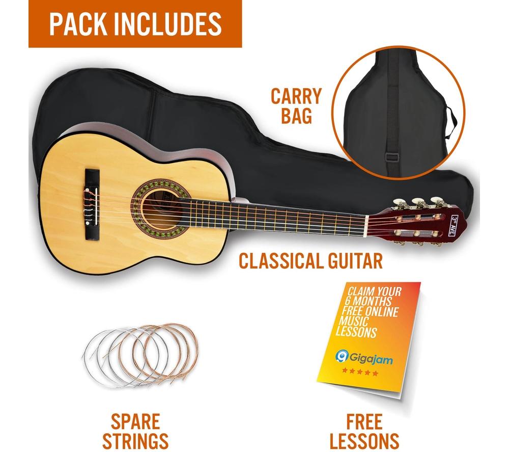 3RD AVENUE 1/4 Size Kids Classical Guitar Bundle - Natural image number 3 of 6