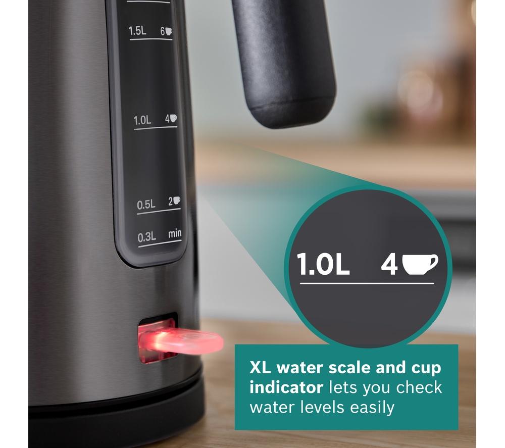 BOSCH DesignLine Ergo TWK5P475GB Cordless Jug Kettle - Black & Anthracite image number 5 of 10