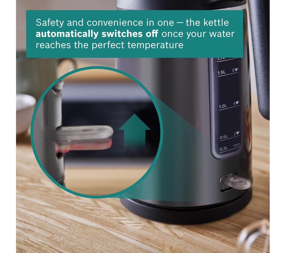 BOSCH DesignLine Ergo TWK5P475GB Cordless Jug Kettle - Black & Anthracite image number 6 of 10