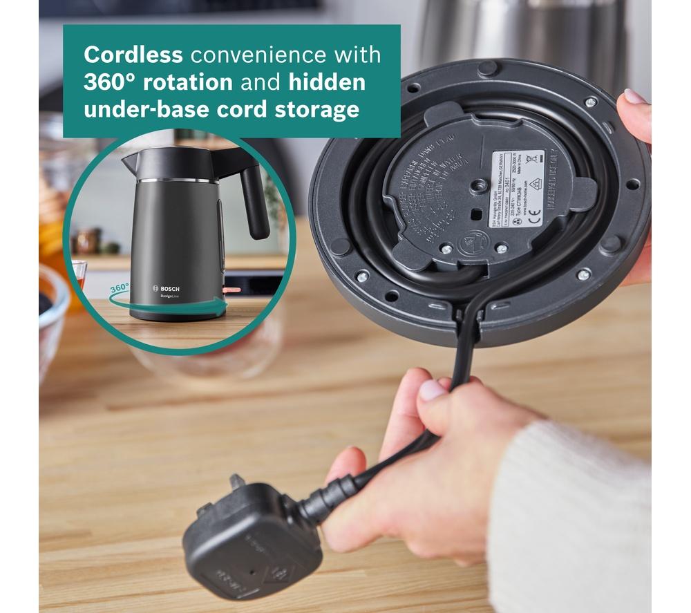 BOSCH DesignLine Ergo TWK5P475GB Cordless Jug Kettle - Black & Anthracite image number 7 of 10