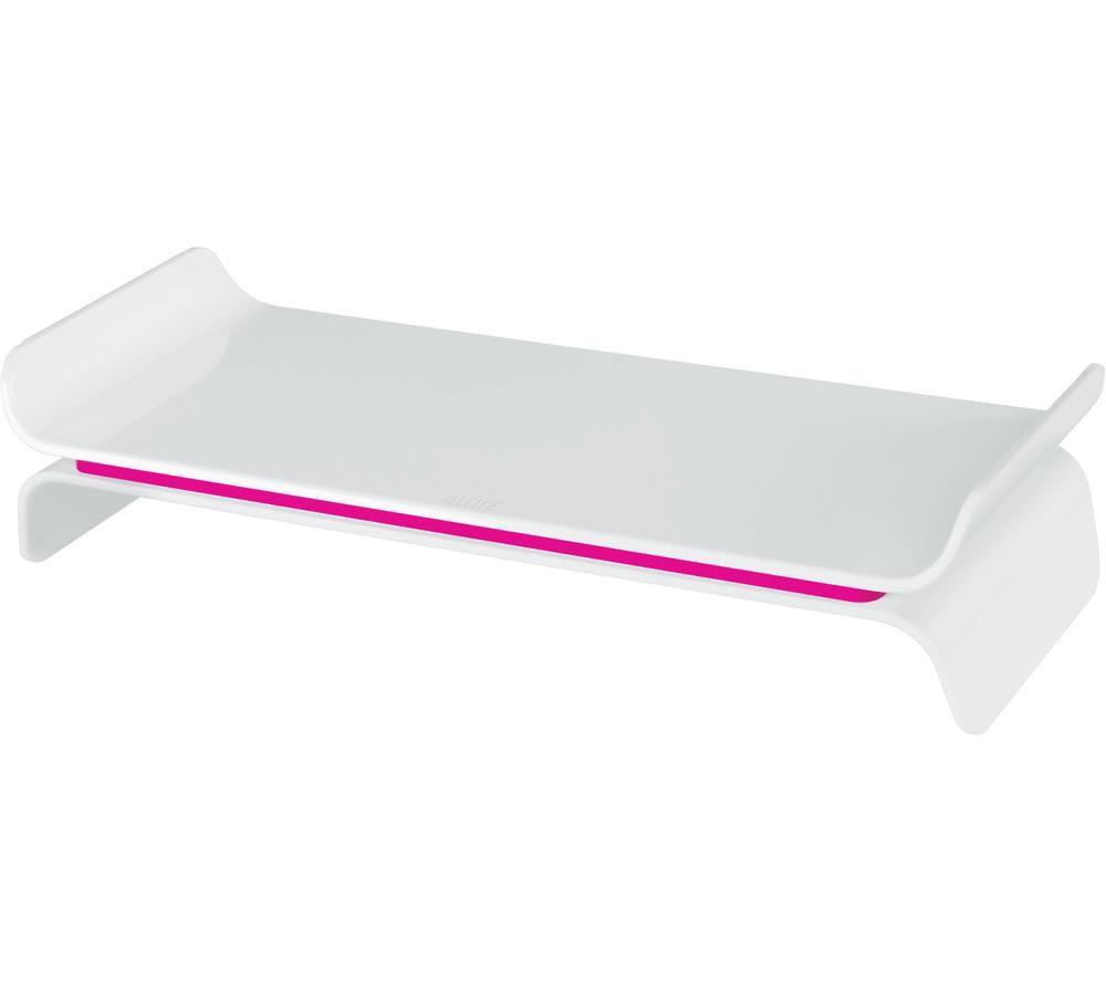 Leitz Ergo WOW Adjustable Monitor Stand, Two Height Settings, Pink/White, 65040023