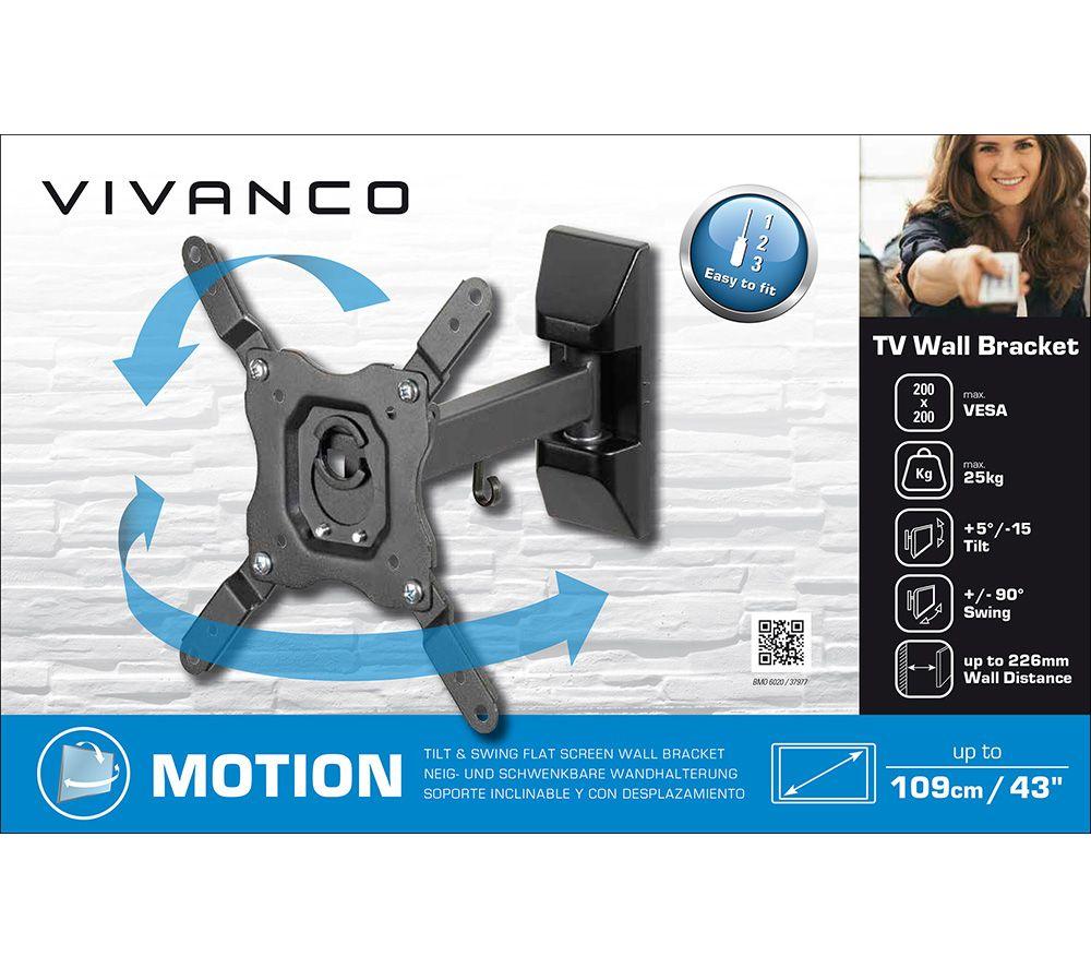 VIVANCO BMO 6020 Tilt & Swivel TV Bracket for up to 43" TVs image number 2 of 5