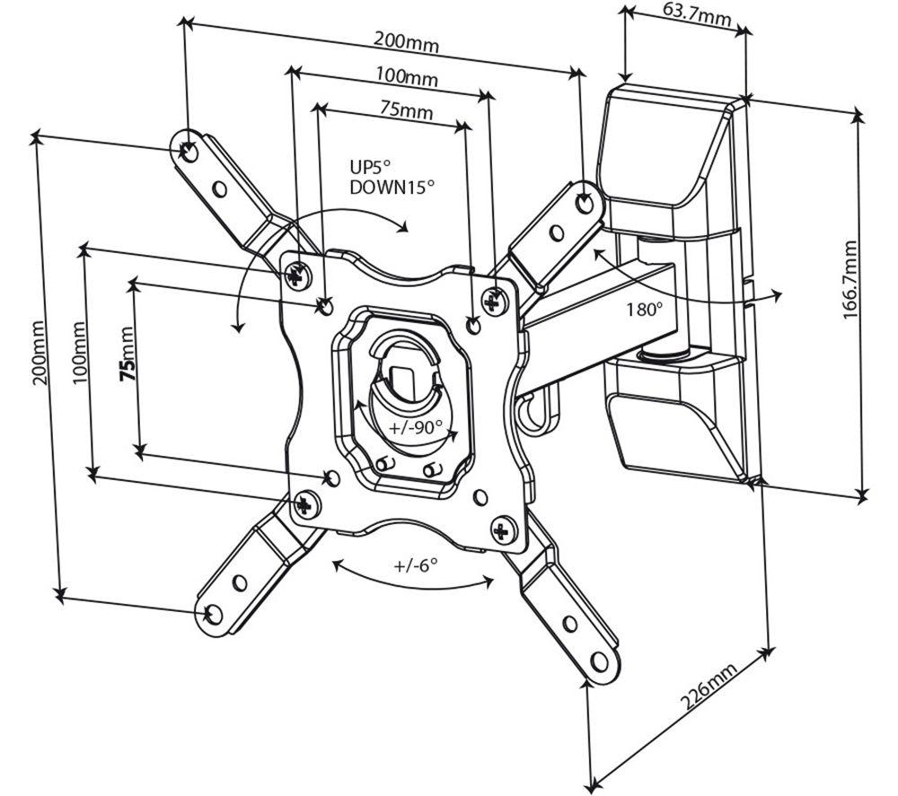 VIVANCO BMO 6020 Tilt & Swivel TV Bracket for up to 43" TVs image number 4 of 5