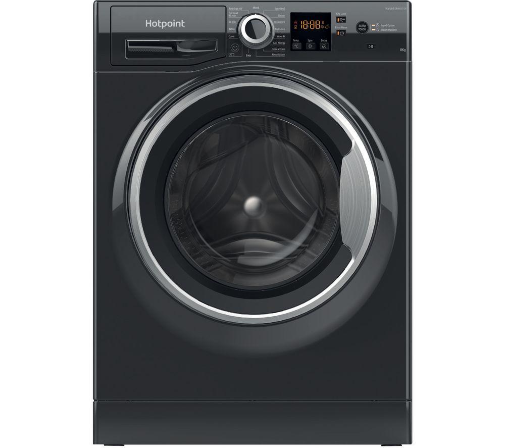 Image of HOTPOINT Coreu0026tradeNSWR 843C BS UK N 8 kg 1400 Spin Washing Machine  Black