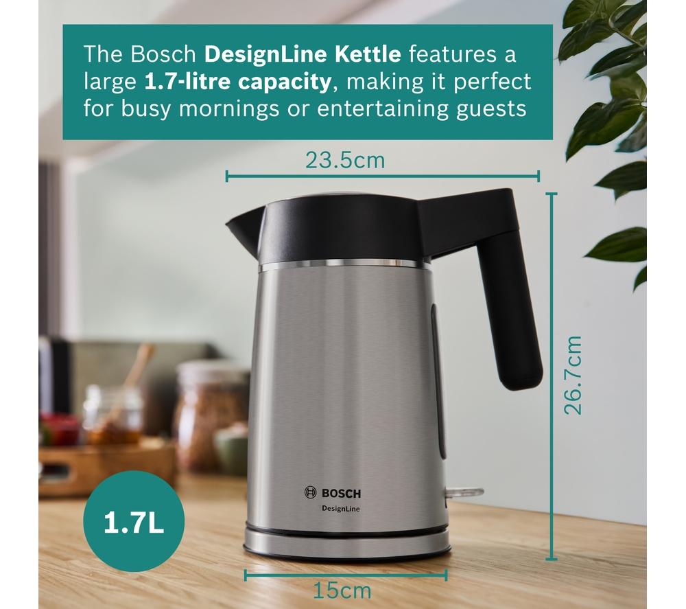 BOSCH DesignLine Ergo TWK5P480GB Cordless Jug Kettle - Black & Silver