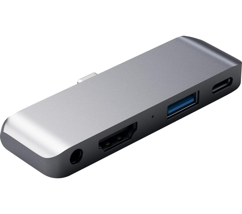 Image of SATECHI Aluminum Mobile Pro Hub 4-port USB-C Connection Hub  Space Grey