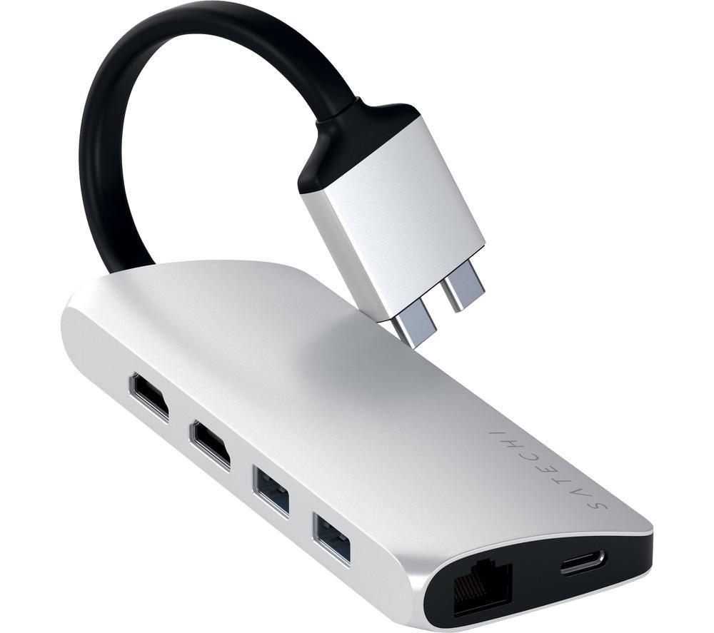 Image of SATECHI Dual Multimedia Adapter 6-port USB-C Connection Hub - Silver