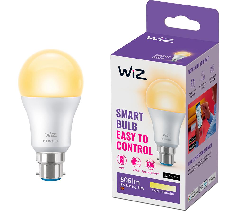 WIZ A60 Dimmable White Smart Light Bulb - B22