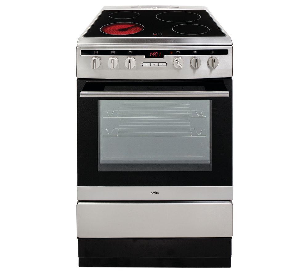 AMICA 608CE2TAXX 60 cm Electric Ceramic Cooker - Stainless Steel