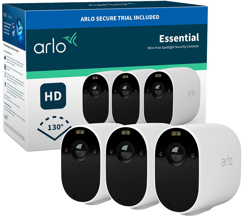  Arlo Essential Spotlight Camera - 3 Pack - Wireless Security,  1080p Video, Color Night Vision, 2 Way Audio, Wire-Free, Direct to WiFi No  Hub Needed, Works with Alexa,Motion Sensor, White - VMC2330