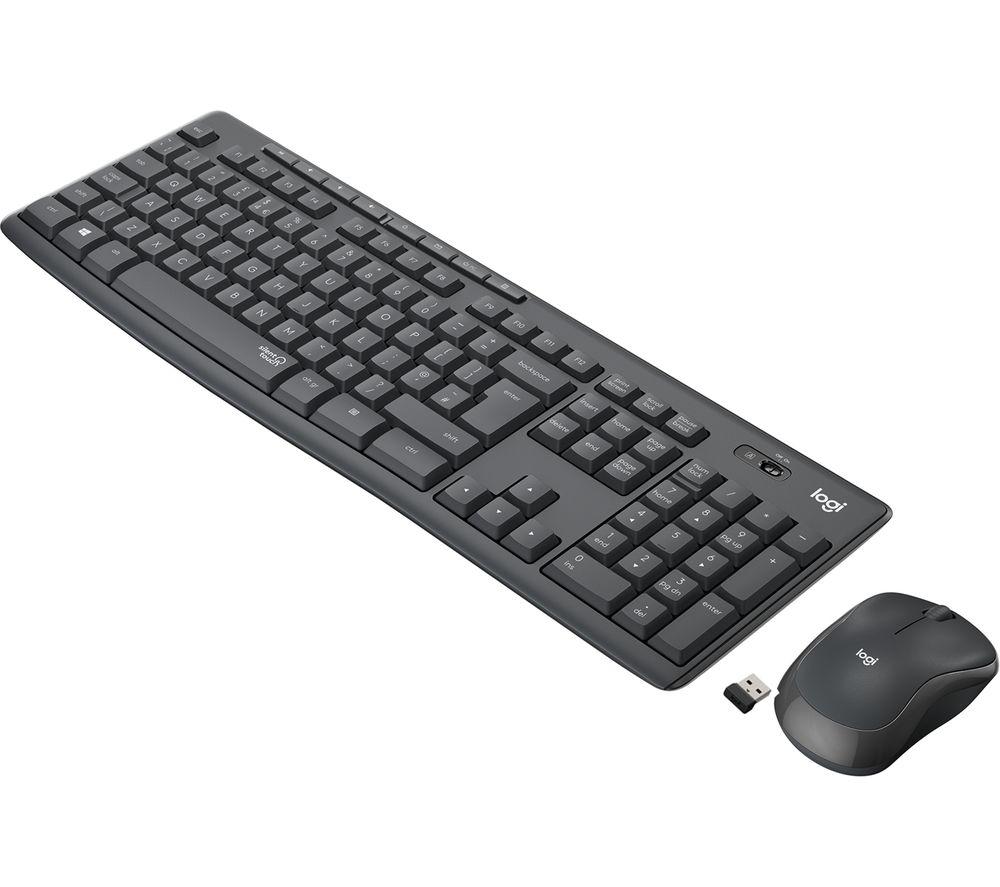 Logitech Slim Wireless Keyboard and Mouse Combo - Low Profile Compact  Layout, Ultra Quiet Operation, 2.4 GHz USB Receiver with Plug and Play  Connectivity, Long Battery Life, Graphite 