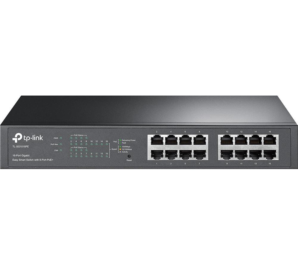 Tp-Link Tl-Sg1016pe Managed Network Switch - 16-Port, Black