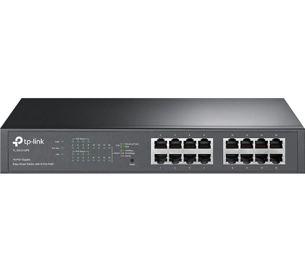 TP-LINK TL-SG1016PE Managed Network Switch - 16-port, Black