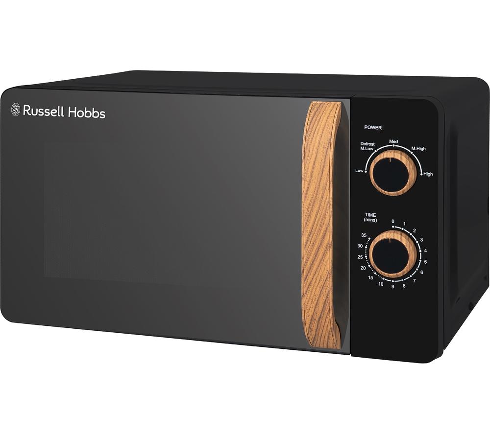 Black microwave deals with wooden handle