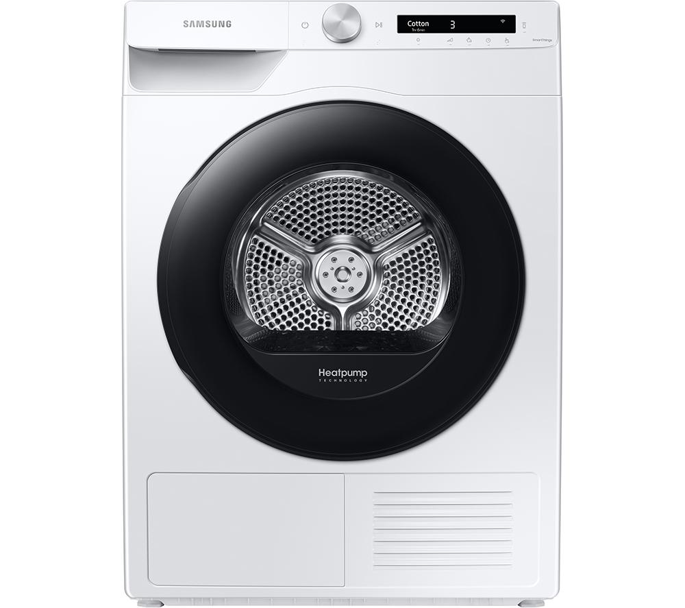 SAMSUNG DV90T5240AW/S1 WiFi-enabled 9 kg Heat Pump Tumble Dryer - White, White