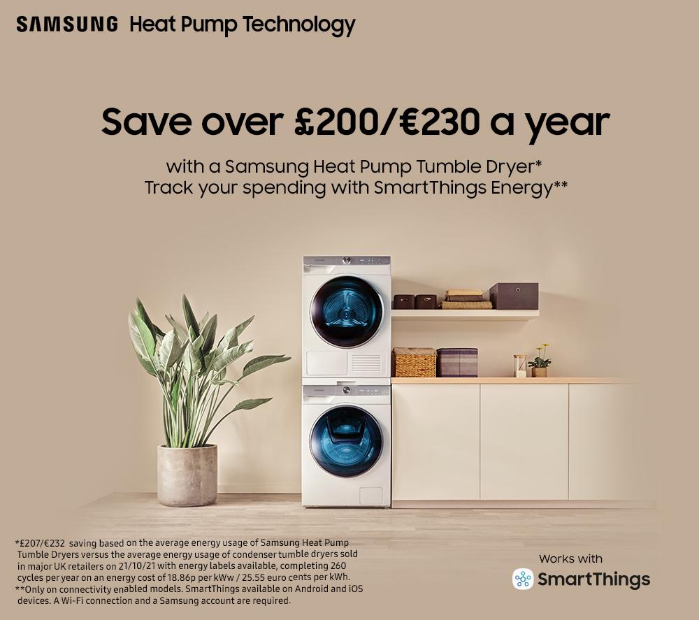 SAMSUNG Series 5 AI Energy DV90T5240AW/S1 WiFi-enabled 9 kg Heat Pump Tumble Dryer - White image number 13 of 13