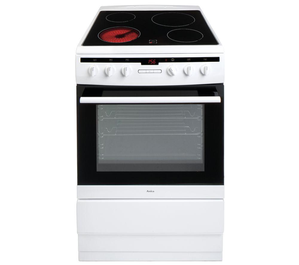 AMICA 608CE2TAW 60 cm Electric Ceramic Cooker – White, White