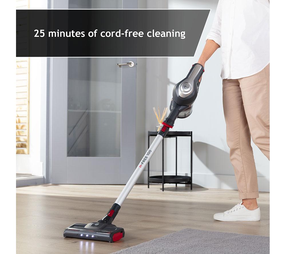 Hoover Cordless Vacuum Cleaner, H-Free with up to 25 mins run-time,  Lightweight, Grey & Red [HF122GH] : : Home & Kitchen