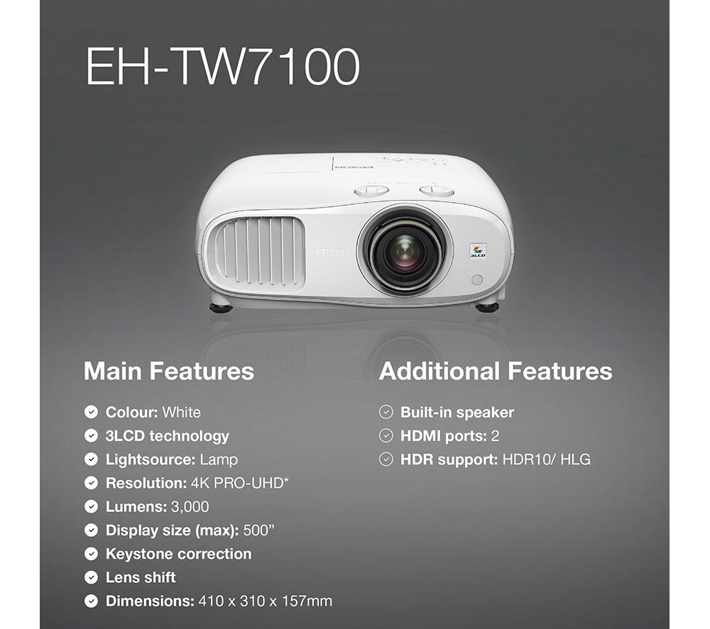 Buy EPSON 4K PRO-UHD EH-TW7100 Home Cinema Projector | Currys