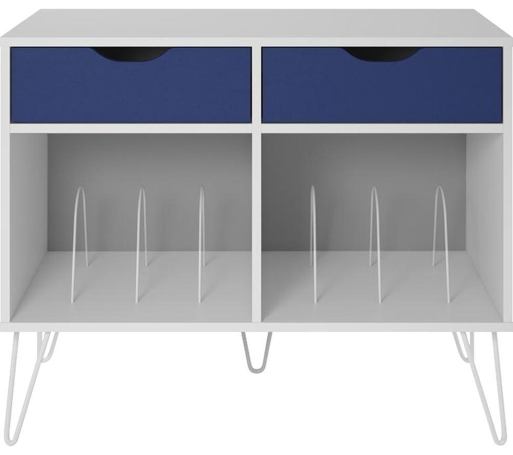 Image of DOREL HOME Concord 1323817COMUK Turntable Stand - White & Indigo, Blue,White