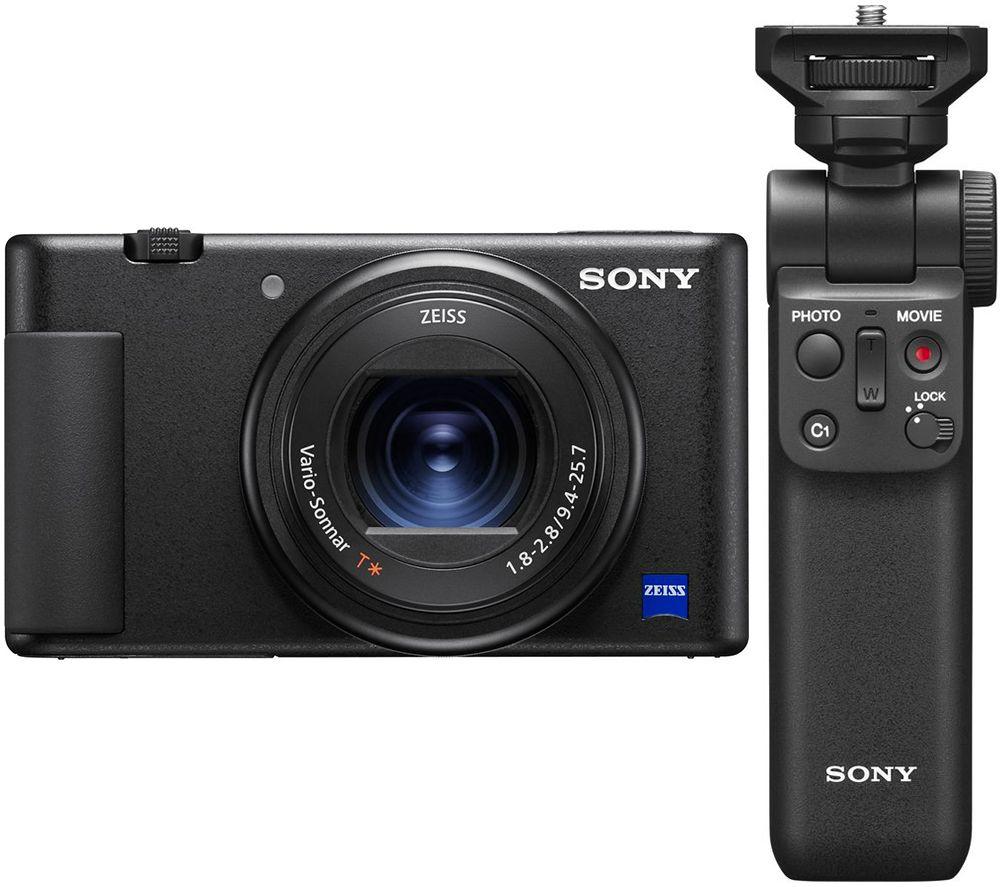 Sony ZV1 High Performance Compact Vlogging Camera & GP-VPT2BT Shooting Grip Bundle, Black