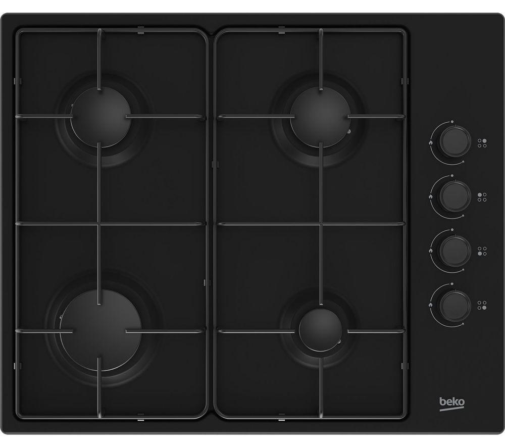 BEKO HIBG64120SB Gas Hob - Black, Black