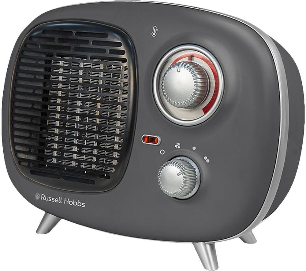 Russell Hobbs Retro RHRETPTC2001G Portable Hot & Cool Fan Heater - Grey, Silver/Grey