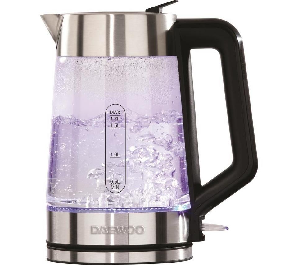 DAEWOO SDA2102 Easy Fill Glass Jug Kettle - Silver