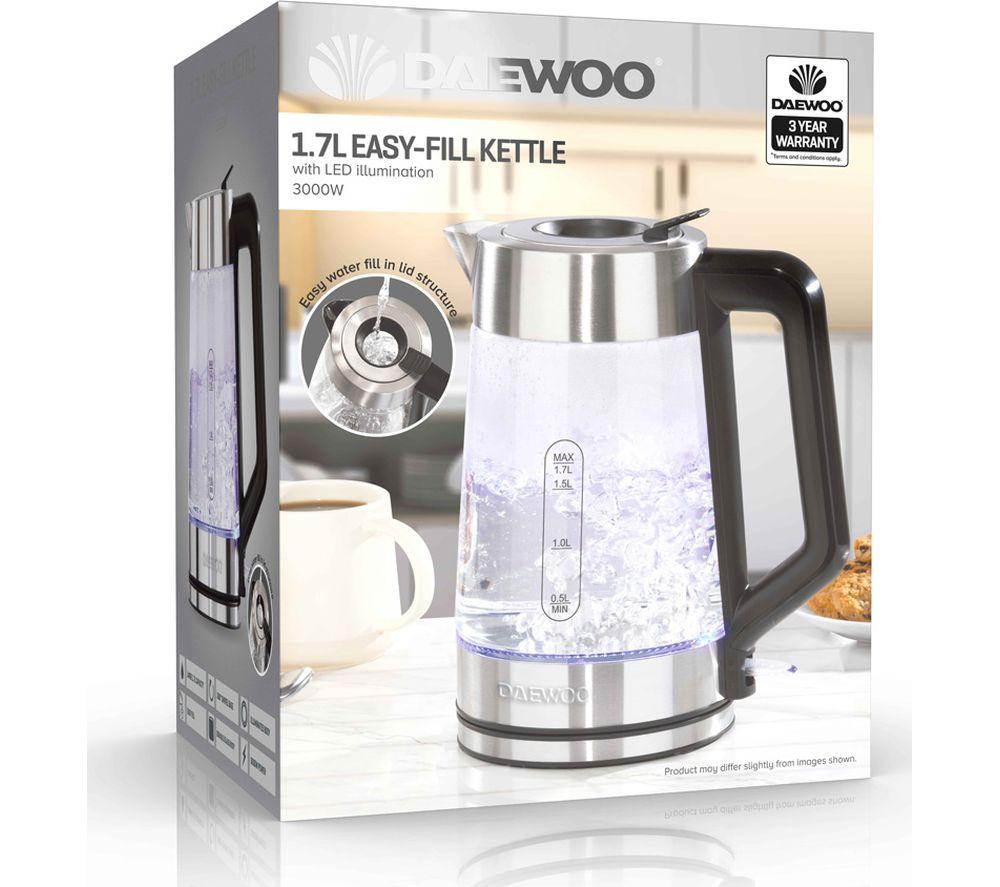 DAEWOO SDA2102 Easy Fill Glass Jug Kettle - Silver image number 3 of 4