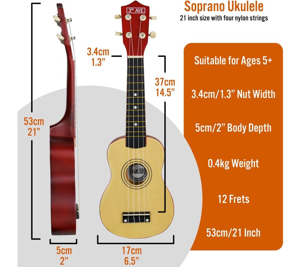 3RD AVENUE Soprano Ukulele Starter Pack - Natural image number 2 of 6